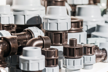 fixture pipes and fittings for connection of water or gas systems. focus on fittings