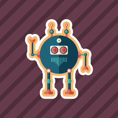 Robot scout sticker flat icon with color background.