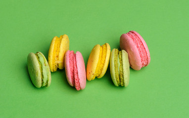 Sweet and colourful french macaroons or macaron, top view