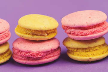 Sweet and colourful french macaroons or macaron