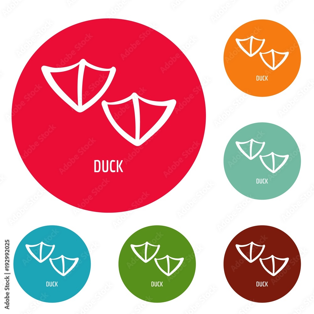 Poster duck step icons circle set vector isolated on white background