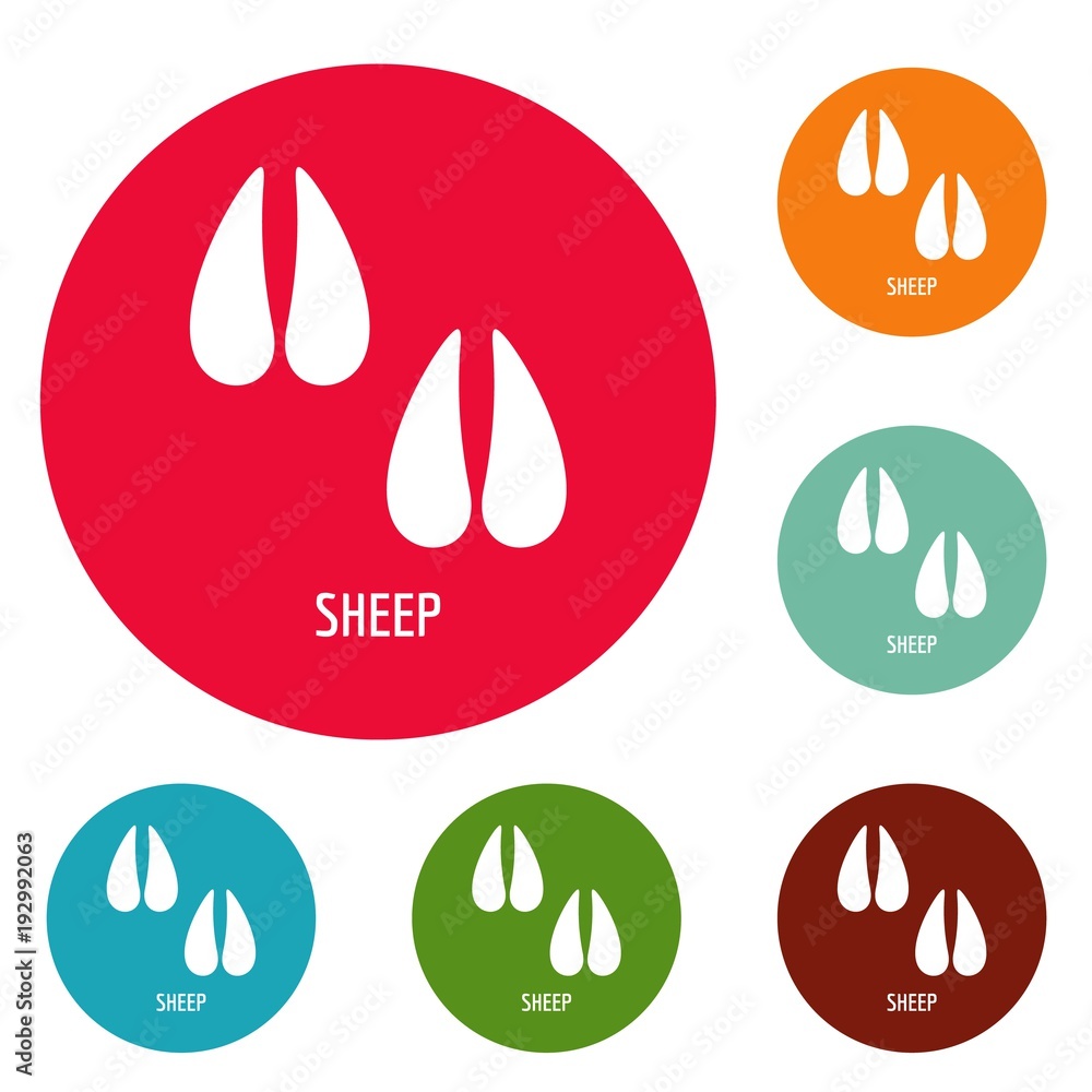 Aufkleber sheep step icons circle set vector isolated on white background