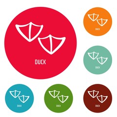 Duck step icons circle set vector isolated on white background