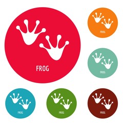 Frog step icons circle set vector isolated on white background