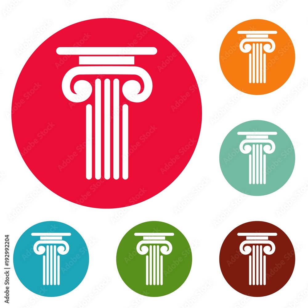 Poster outer column icons circle set vector isolated on white background
