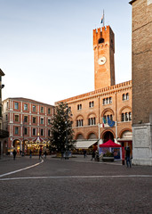 The Palazzo del Podestà with the civic tower in Piazza dei Signori in Treviso, a city in the north east of Italy.