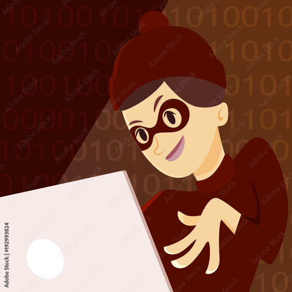 Poster hacker with computer.