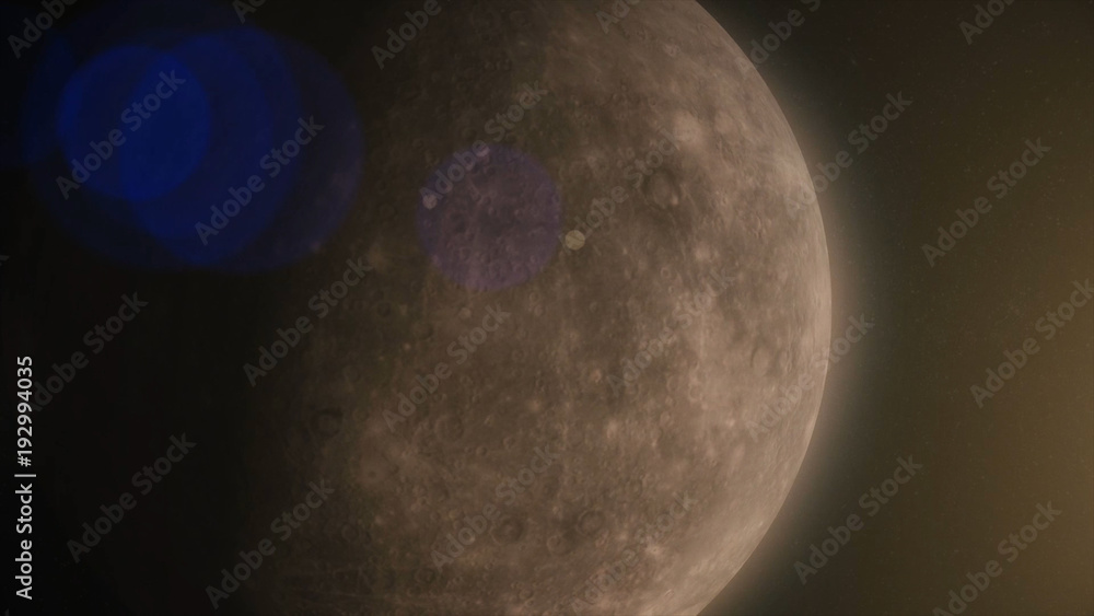 Poster solar system - mercury. it is the smallest and closest to the sun of the eight planets in the solar 