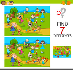 find differences with kids and dogs characters