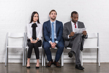 multiethnic young business people waiting for job interview