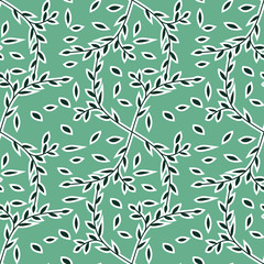 Seamless with leaves on green background vector template