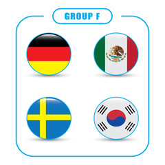 Football. Championship. Vector flags. Russia. Group F.