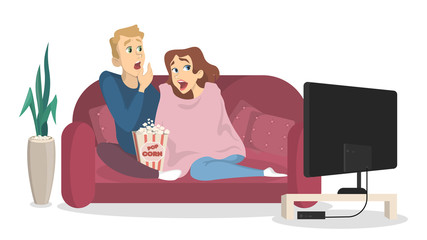 People warch horror.