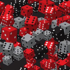 Red Black Grey Dice Seamless Pattern