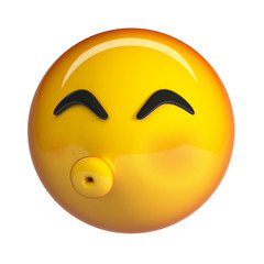 Fototapeta premium Kissing Face Emoji. 3d Rendering isolated on white background.