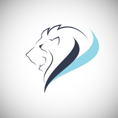 Lion head company logo line style vector illustration