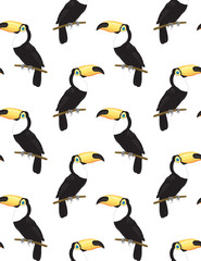 Seamless pattern with toucans on white background. Seamless pattern for design.