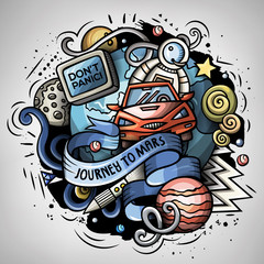 Cartoon vector doodles Space trendy illustration