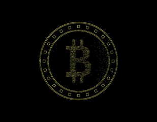 Cryptocurrency bitcoin. Isolated on black background. Vector illustration.