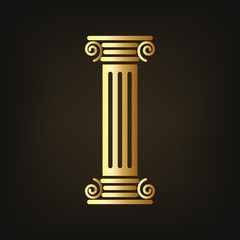 Gold column icon. Vector illustration