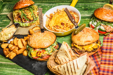 Tasty different fast food