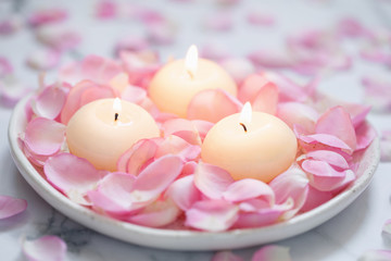 Pink roses and candles