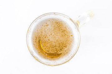 Beer glass jar on white background. Top view

