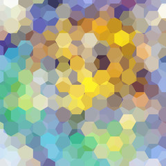 Fototapeta na wymiar Background made of yellow, orange, green hexagons. Square composition with geometric shapes. Eps 10