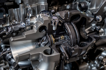 Engine turbocharger cutaway