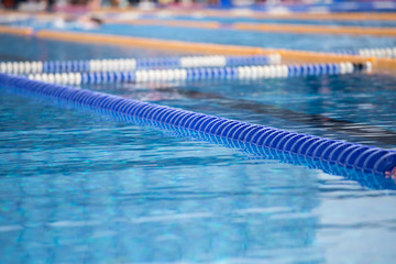 Close up of swim lanes in swimming pool