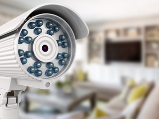 3d security camera with blurred room
