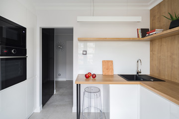 Modern kitchen with wooden worktop