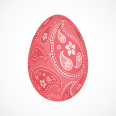 Abstract 3d egg with pink cucumbers ornament, isolated vector