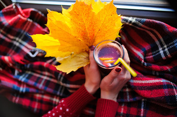 Christmas mulled wine with hands