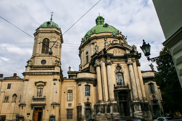 Fototapeta na wymiar Age-old Dominic Oder Cathedral with two Domes