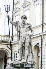 Closeup Sculpture of Poseidon with Trident