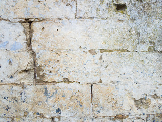 Background from old brick wall / Facade wall of the old destroyed brick house