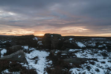 Obraz premium High Crag Sunset / Sunset over High Crag in Nidderdale, North Yorkshire,England. December 2017