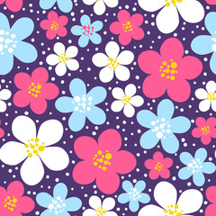 Seamless pattern with color floral ornate