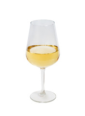 Glass of white wine isolated on white background