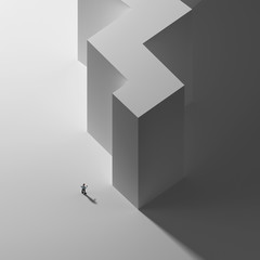 businessman at the wall, top view