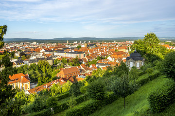 Blick über Bamberg vom Rosengarten, Michaelsberg 