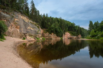 Sandstone outcrops. Erglu Cliffs, on the bank of the Gauja river. - 193006009
