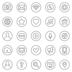 Contact and communication thin line web icons set