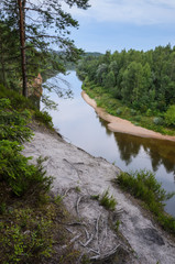 View from cliff on river and forest. Erglu Cliffs, on the bank of the Gauja river. - 193006080