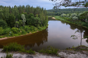 View from cliff on river and forest. Erglu Cliffs, on the bank of the Gauja river. - 193006081