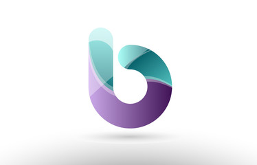 3d letter b green purple alphabet logo icon company design