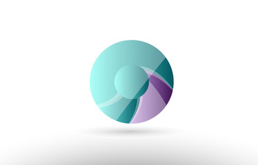 3d letter o green purple alphabet logo icon company design