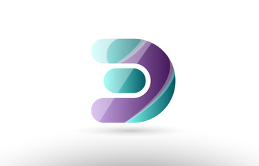 3d number 3 green purple logo icon company design