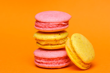 Sweet and colourful french macaroons or macaron